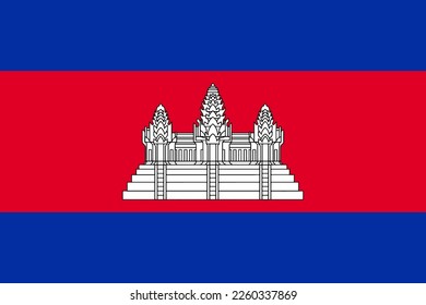 Cambodia flag wave isolated on png or transparent background