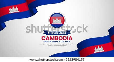 Cambodia Flag Waving Background. Cambodia Independence Day Design Vector Illustration