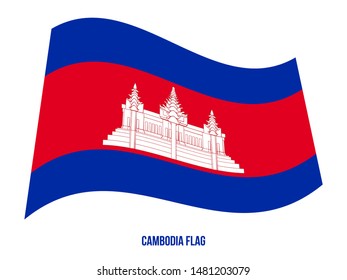 Cambodia Flag Waving Vector Illustration on White Background. Cambodia National Flag.