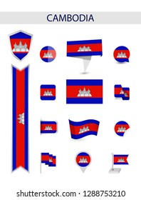 Cambodia Flat Flag Collection. Flat flags vector illustration.