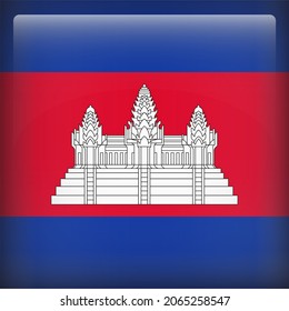 Cambodia Glossy 3D Square Country Flag Icon