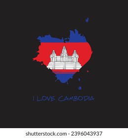 Cambodia grunge flag heart design. Vector illustration.