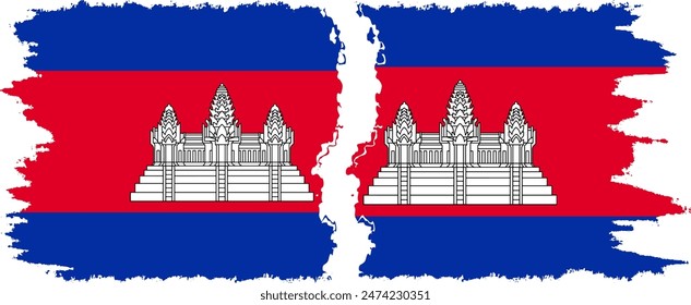 Camboya y Camboya grunge banderas conexión, Vector