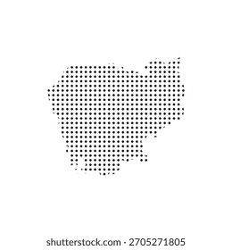 Halbtonkartenvektor aus Kambodscha mit gepunkteter Südostasien-Silhouette, Umriss mit schwarzen Punktmustern, modernes, minimalgeographisch abstraktes Design für Poster, Drucke und Infografiken