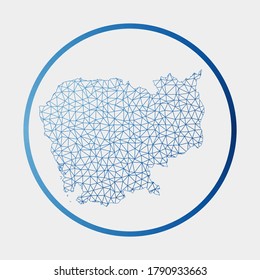 Cambodia icon. Network map of the country. Round Cambodia sign with gradient ring. Technology, internet, network, telecommunication concept. Vector illustration.
