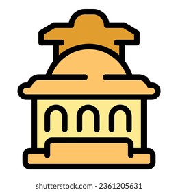 Cambodia icon outline vector. Temple tourism. National art color flat