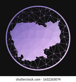 Cambodia icon. Vector polygonal map of the country. Cambodia icon in geometric style. The country map with purple low poly gradient on dark background.