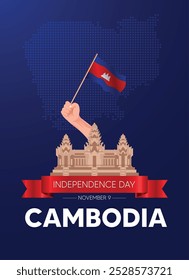 Cartel del Vector del 9 de noviembre, Día de la Independencia de Camboya