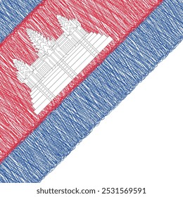 Cambodia Independence Day November 9. Scribble style Cambodia flag vector background. Poster, card, banner. Copy space.