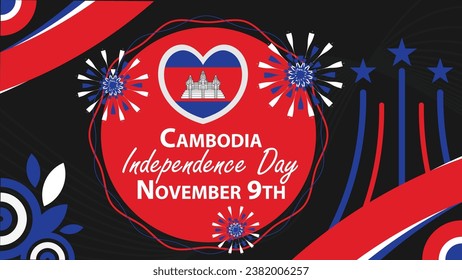 Cambodia Independence Day vector banner design. Happy Cambodia Independence Day modern minimal graphic poster illustration.