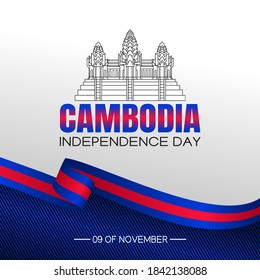 Cambodia Independence Day Vector Illustration.  Suitable for greeting card, poster and banner.