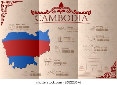Cambodia infographics, statistical data, sights. Vector illustration