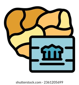 Cambodia landmark icon outline vector. Tourism map. Travel national color flat
