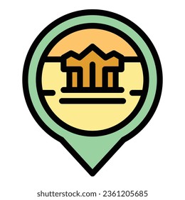 Kambodscha Standort Symbol Umriss-Vektorgrafik. Tempelplan. Nationale Skyline-Farbe