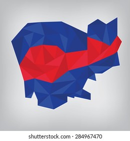 Cambodia  low poly map