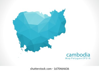cambodia Map Abstract geometric rumpled triangular low poly style gradient graphic on white background