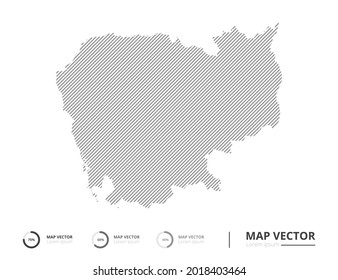 Cambodia map abstract line gray on white background vector for presentation. Creative concept for infographic.