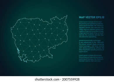 cambodia map. Abstract mash line and point scales on dark background . 3D mesh polygonal network line, design sphere, dot and structure. Vector illustration eps 10.