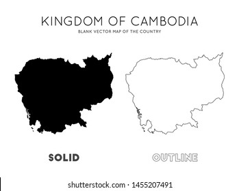 Cambodia map. Blank vector map of the Country. Borders of Cambodia for your infographic. Vector illustration.