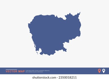 Cambodia Map - blue abstract style isolated on white background for infographic, design vector.