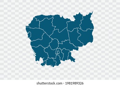 Cambodia map blue Color on Backgound png