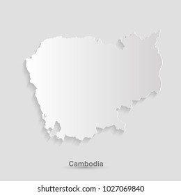 Cambodia map card paper 3D . Cut isolated on a white background. Vector illustration.