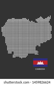 Cambodia map design white square, black background with flag Cambodia.