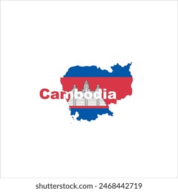 Cambodia map and flag color design on white background