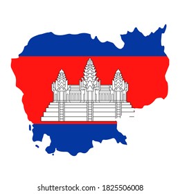 Cambodia Map Flag Fill Background - Vector illustration