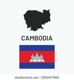 Cambodia map and flag illustration