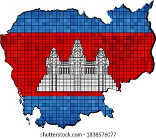 Cambodia map with flag inside - Illustration,
Abstract grunge mosaic vector