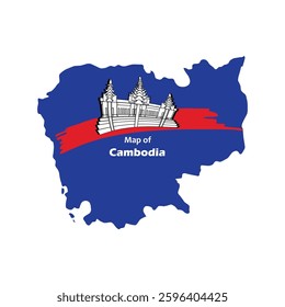 Cambodia Map, Cambodia flag, Cambodia National Day vector based drawing illustration Vol 01