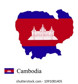 Cambodia map and flag in white background