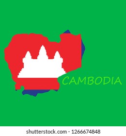 Cambodia map and flag in white background