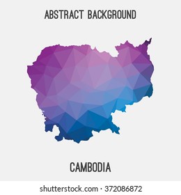 Cambodia map in geometric polygonal style.Abstract tessellation,modern design background. Vector illustration EPS8