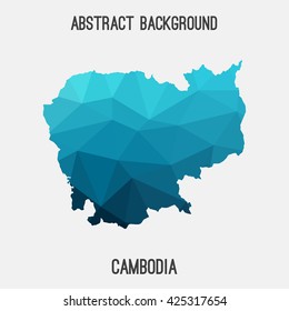 Cambodia map in geometric polygonal style.Abstract tessellation,modern design background. Vector illustration EPS8