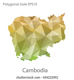 Cambodia map in geometric polygonal style.Abstract gems triangle,modern design background.Vector illustration EPS10