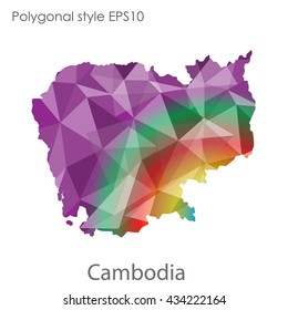 Cambodia map in geometric polygonal style.Abstract gems triangle,modern design background.Vector illustration EPS10