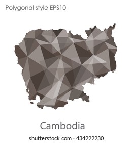 Cambodia map in geometric polygonal style.Abstract gems triangle,modern design background.Vector illustration EPS10