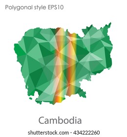 Cambodia map in geometric polygonal style.Abstract gems triangle,modern design background.Vector illustration EPS10