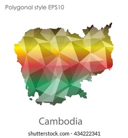 Cambodia map in geometric polygonal style.Abstract gems triangle,modern design background.Vector illustration EPS10