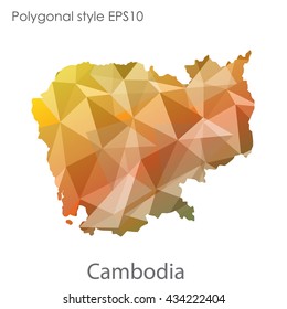 Cambodia map in geometric polygonal style.Abstract gems triangle,modern design background.Vector illustration EPS10