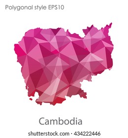 Cambodia map in geometric polygonal style.Abstract gems triangle,modern design background.Vector illustration EPS10