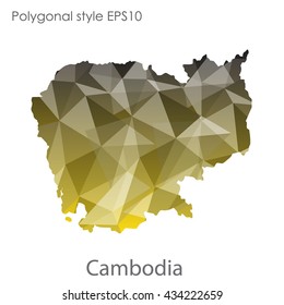 Cambodia map in geometric polygonal style.Abstract gems triangle,modern design background.Vector illustration EPS10
