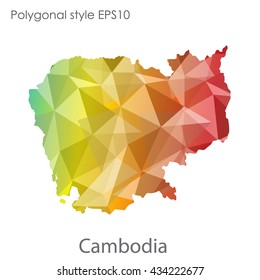 Cambodia map in geometric polygonal style.Abstract gems triangle,modern design background.Vector illustration EPS10