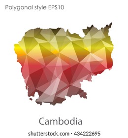 Cambodia map in geometric polygonal style.Abstract gems triangle,modern design background.Vector illustration EPS10