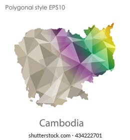 Cambodia map in geometric polygonal style.Abstract gems triangle,modern design background.Vector illustration EPS10
