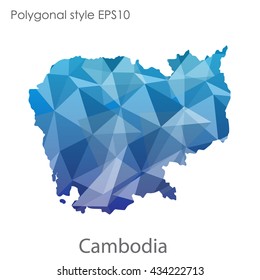 Cambodia map in geometric polygonal style.Abstract gems triangle,modern design background.Vector illustration EPS10