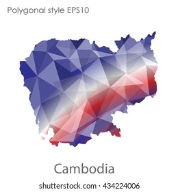 Cambodia map in geometric polygonal style.Abstract gems triangle,modern design background.Vector illustration EPS10