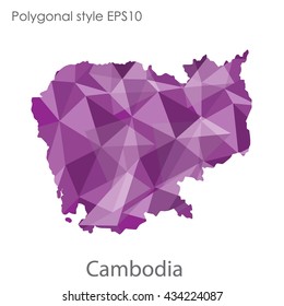 Cambodia map in geometric polygonal style.Abstract gems triangle,modern design background.Vector illustration EPS10